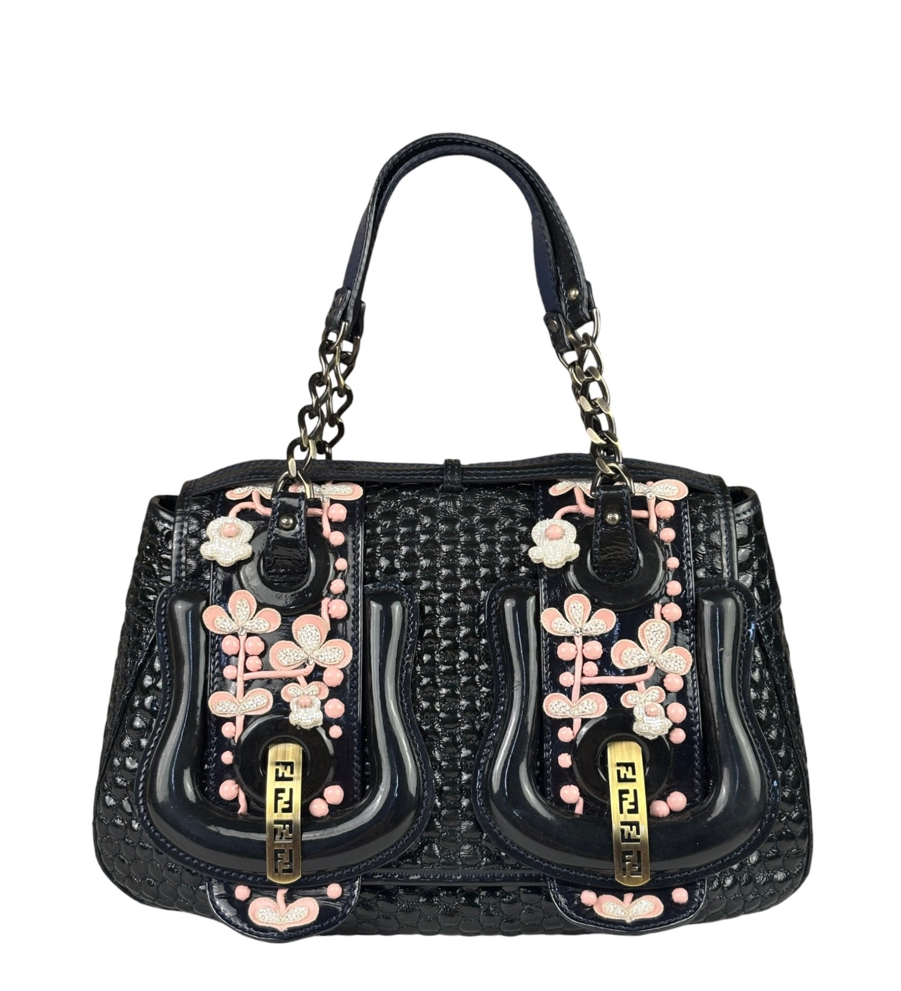 Fendi Patent Leather Romanesque B Buckle Bag