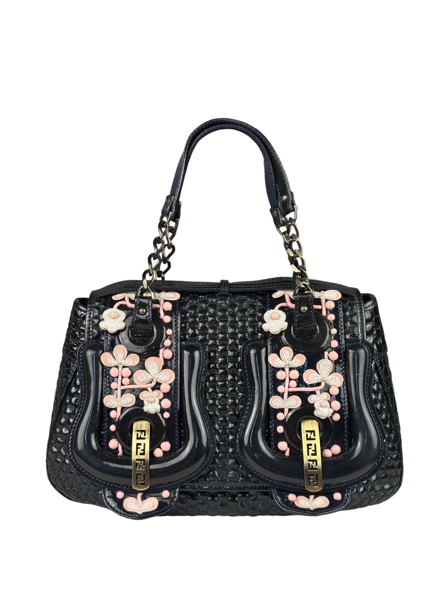 Fendi Patent Leather Romanesque B Buckle Bag
