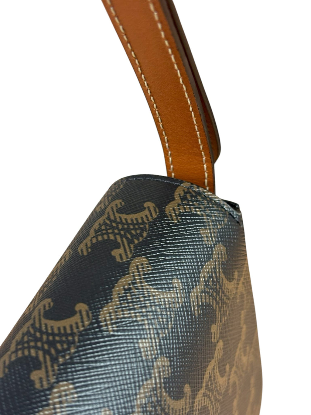 Celine Black/Brown Leather Triomphe Claude Flap Bag