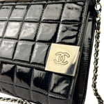Chanel Black Patent Leather Chocolate Bar Flap Bag 2000