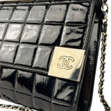 Chanel Black Patent Leather Chocolate Bar Flap Bag 2000