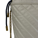 Gucci GG Ivory Leather Marmont Chain Bucket Bag