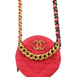 Chanel 19 Round Pink Tweed Chain Shoulder Bag