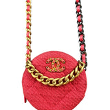 Chanel 19 Round Pink Tweed Chain Shoulder Bag