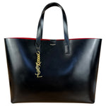 Saint Laurent Black Leather Shopping Tote Bag