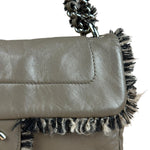 Chanel Taupe Leather Funny Tweed Fringe Flap Bag 2010