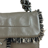 Chanel Taupe Leather Funny Tweed Fringe Flap Bag 2010