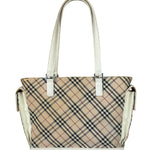 Burberry White Leather Trim Nova Check Shoulder Bag
