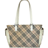 Burberry White Leather Trim Nova Check Shoulder Bag