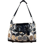 Coach Vintage Trim Leather Hand Drawn Scarf Print Satchel Two-Way Bag