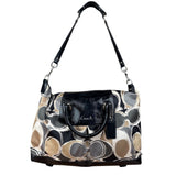 Coach Vintage Trim Leather Hand Drawn Scarf Print Satchel Two-Way Bag