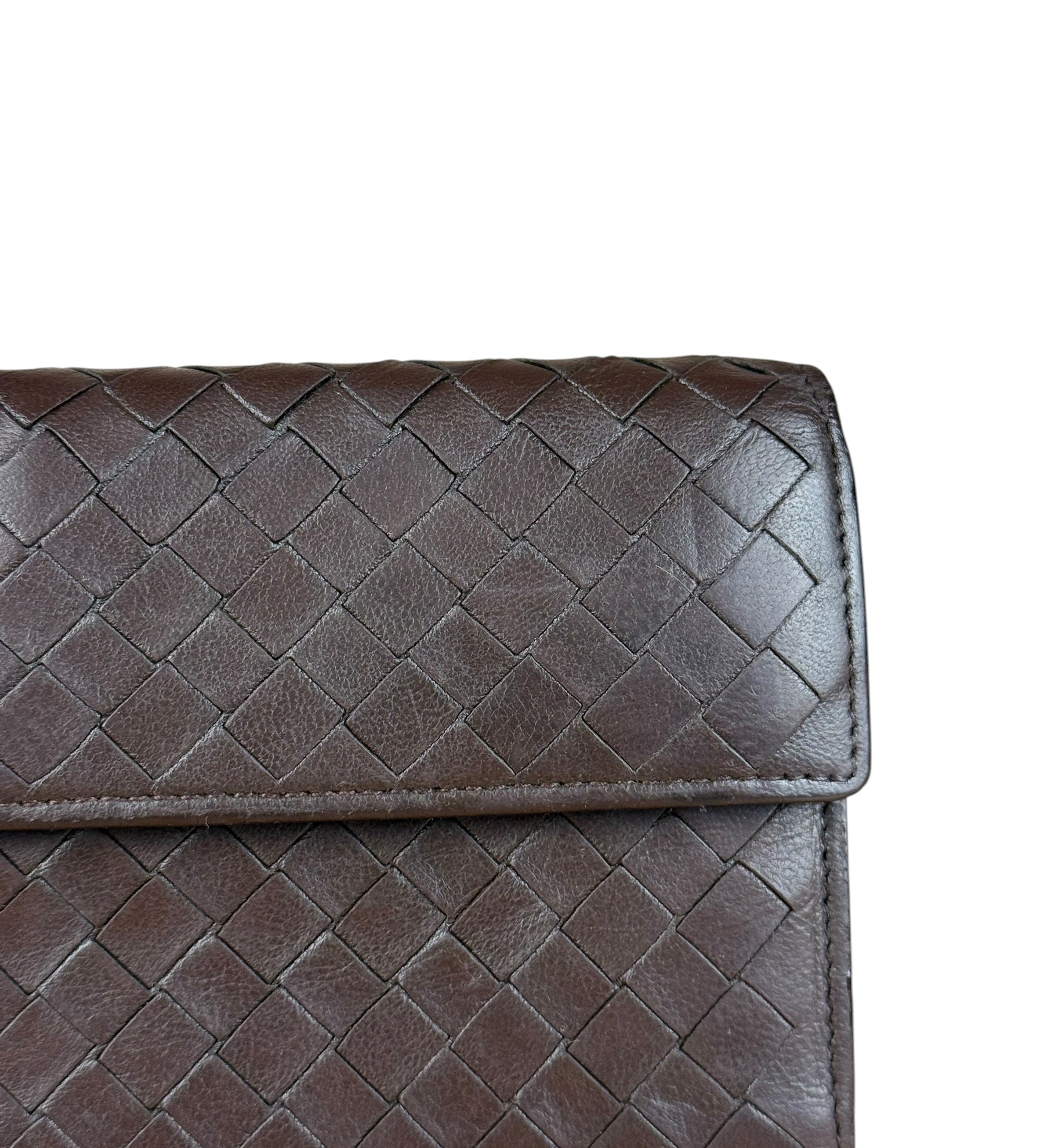 Bottega Veneta Vintage Brown Intrecciato Long Wallet