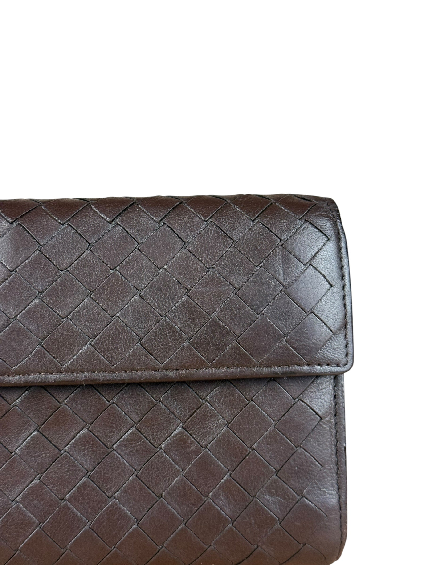 Bottega Veneta Vintage Brown Intrecciato Long Wallet