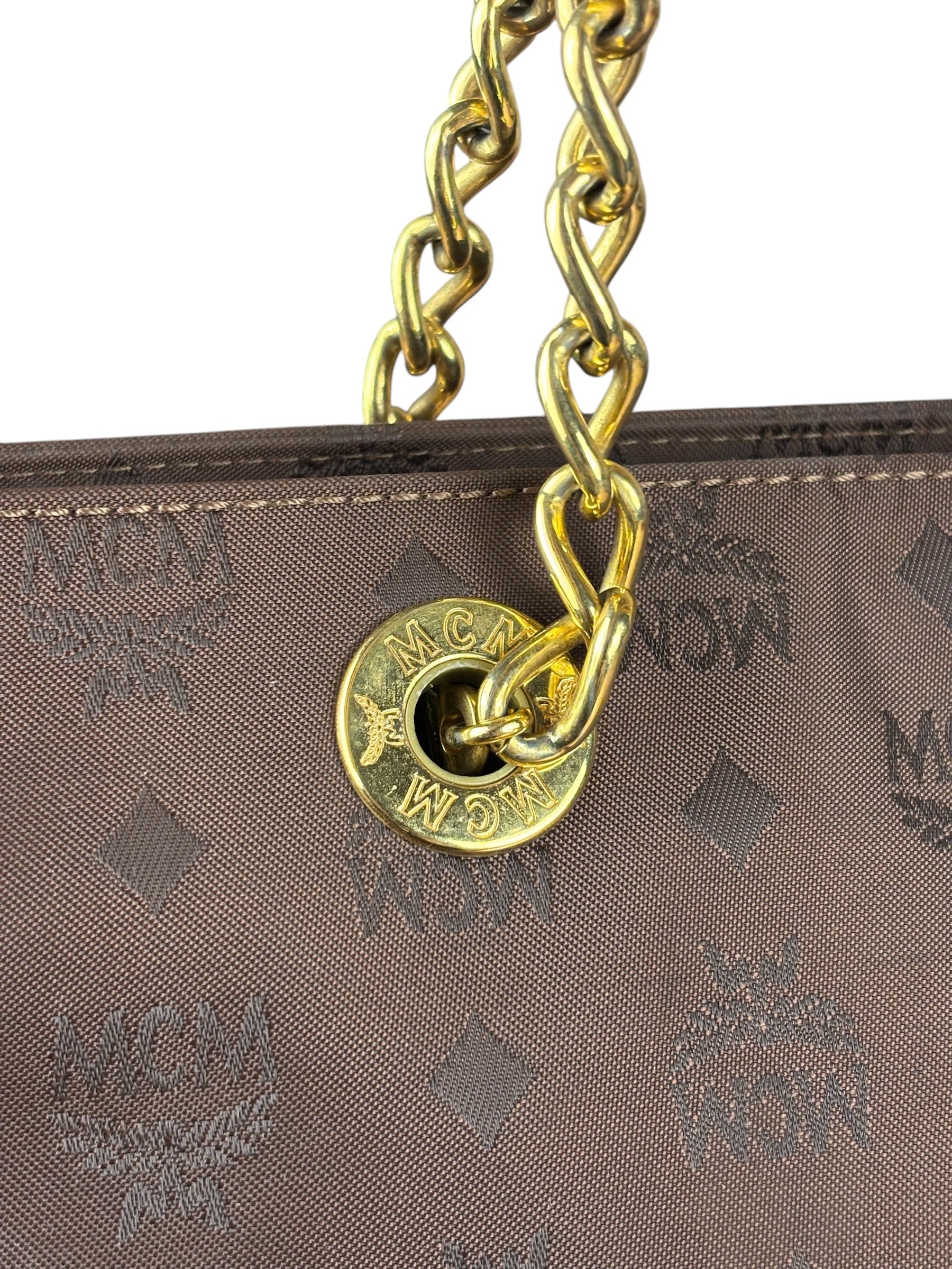 MCM Brown Nylon/Leather Visetos Monogram Shoulder/Tote Bag