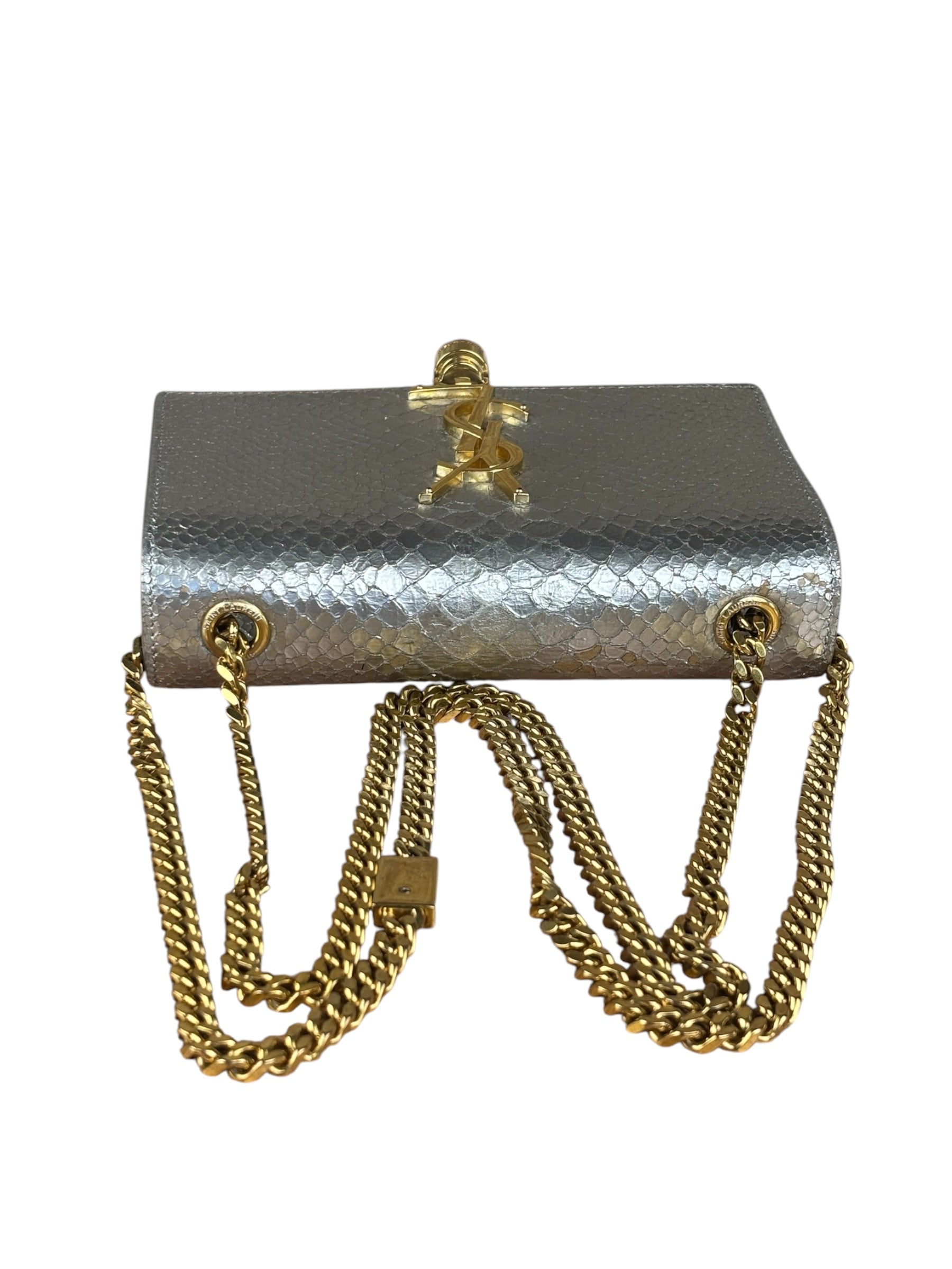 Yves Saint Laurent Metallic Silver Leather Kate Small Tassel Shoulder Bag
