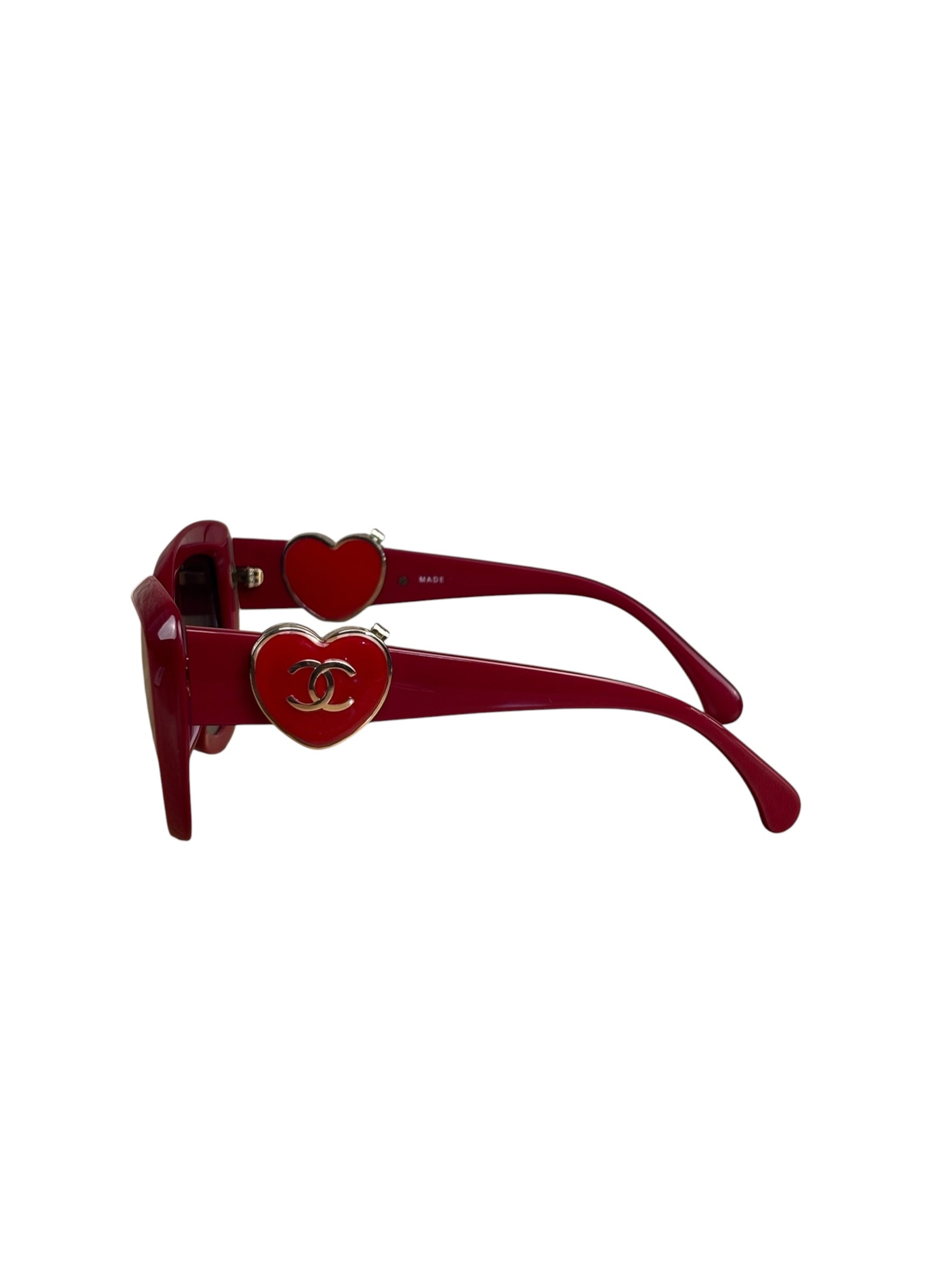 Chanel Vintage Red Heart Sunglasses