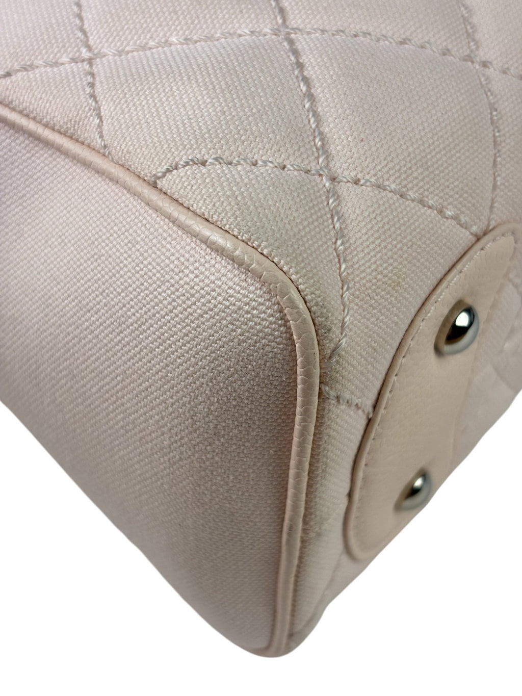 Chanel Pink Leather Trim Quilted Timeless Bowling Handbag 2004
