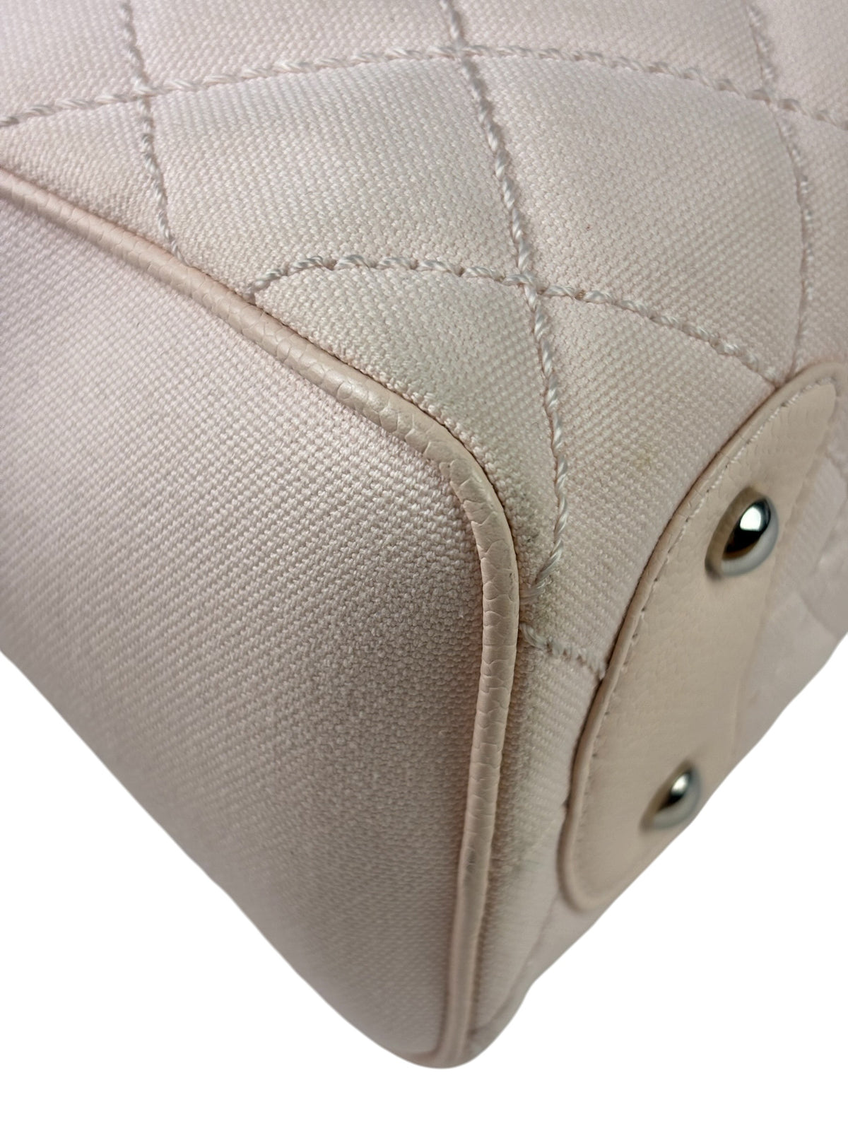 Chanel Pink Leather Trim Quilted Timeless Bowling Handbag 2004