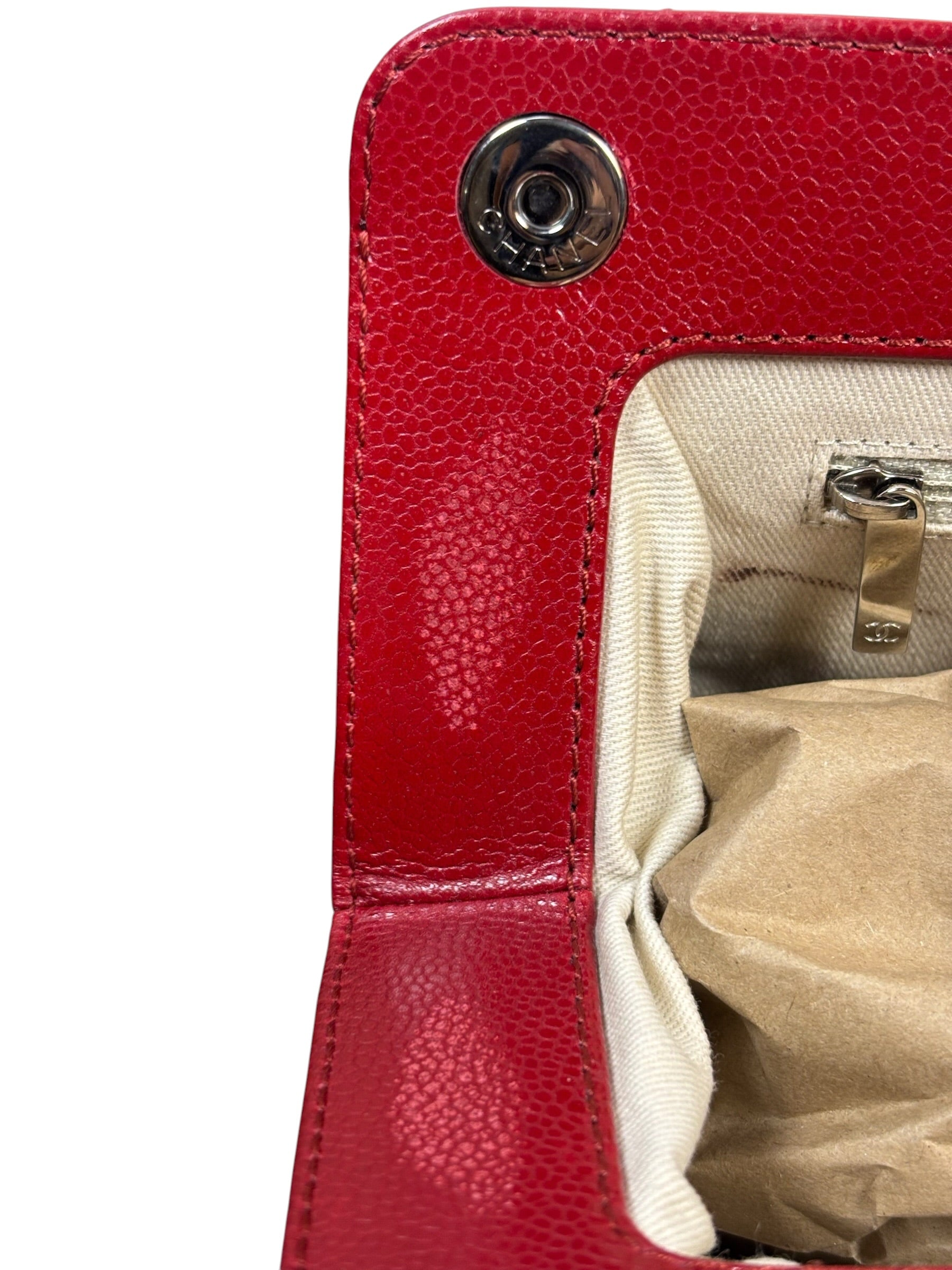 Chanel Red Caviar Quilted Frame Clutch 2012