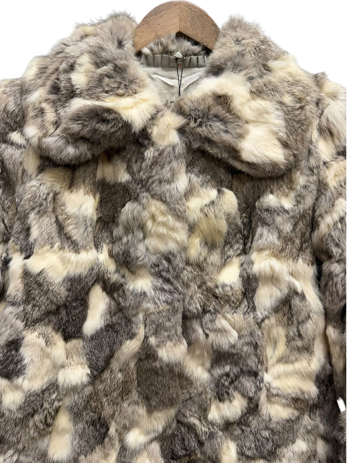 Vintage Cream/Grey Rabbit Fur Coat