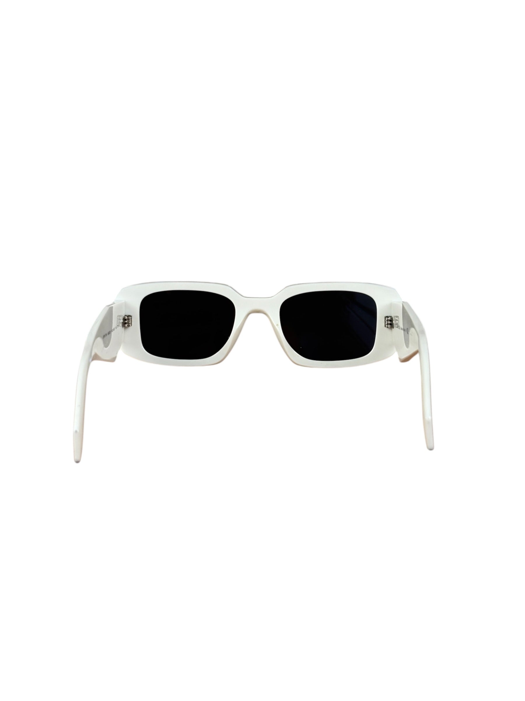 Prada White Symbole Rectangular Sunglasses