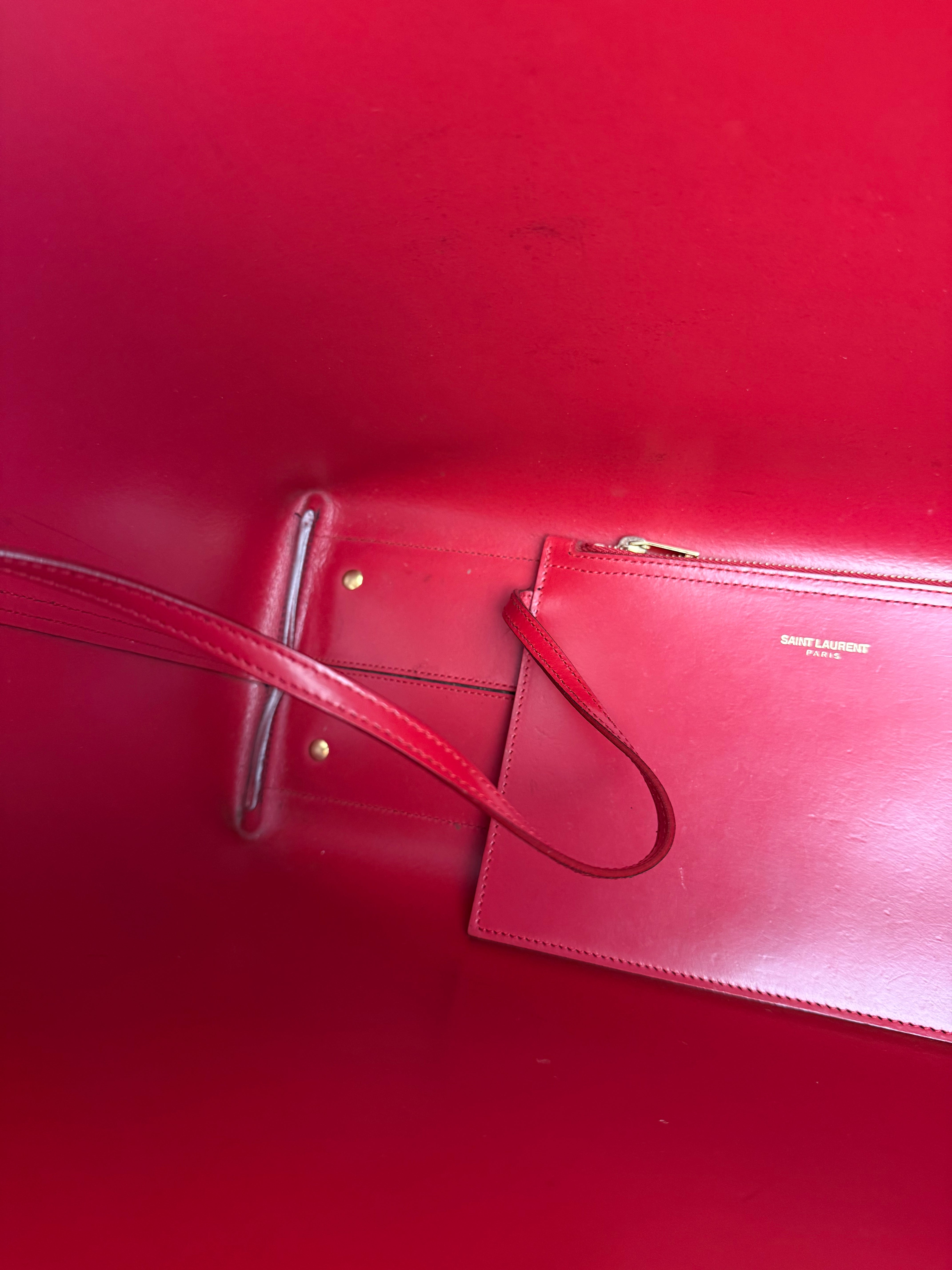 Saint Laurent Black Leather Shopping Tote Bag