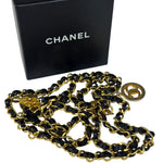 Chanel Leather Chain Strap Belt Black/Gold Tone