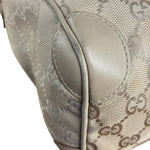 Gucci GG Beige Leather Trim Guccissima Small Boston Bag