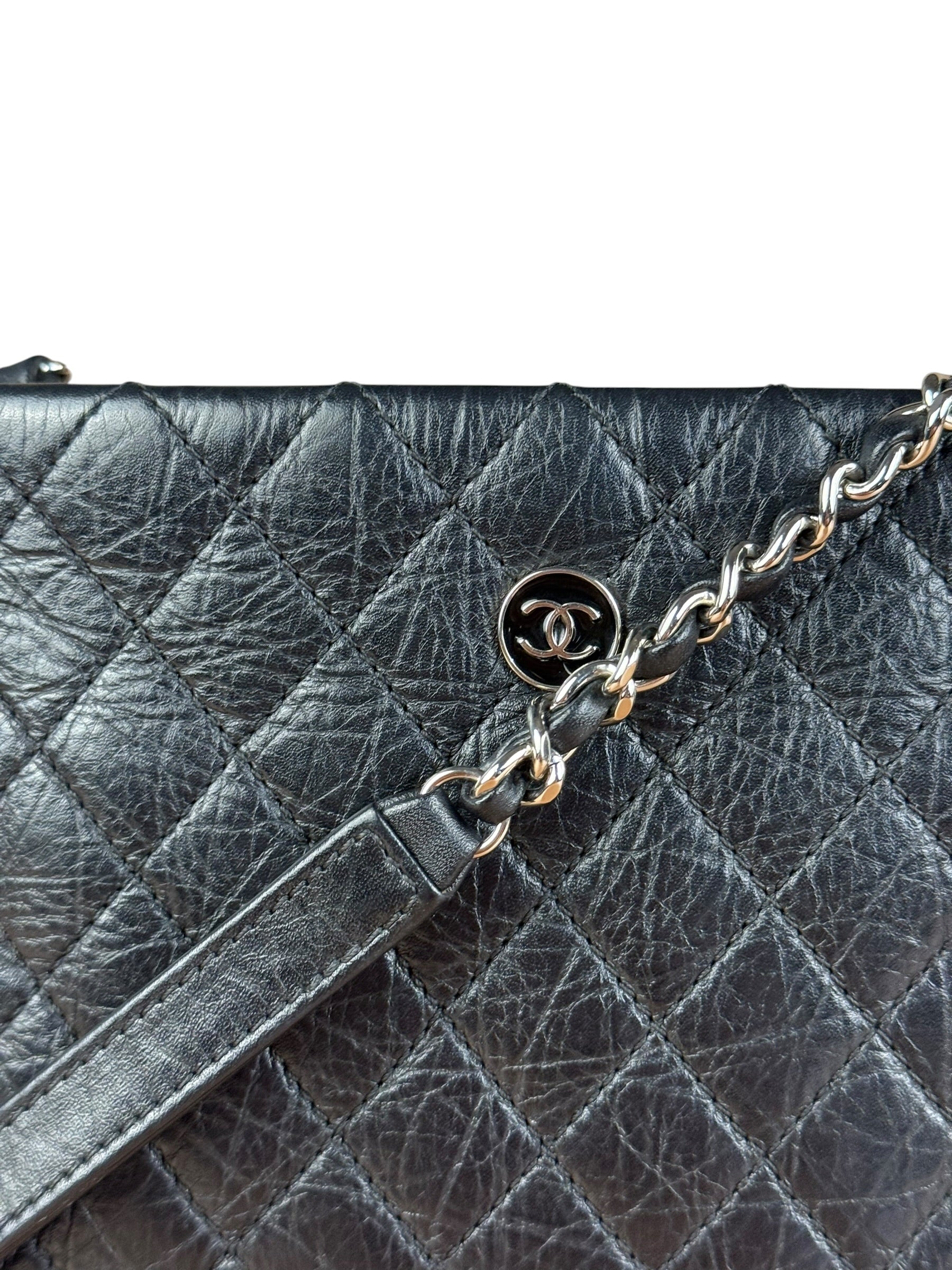 Chanel Black Quilted Leather Uniform Chain Crossbody 2018