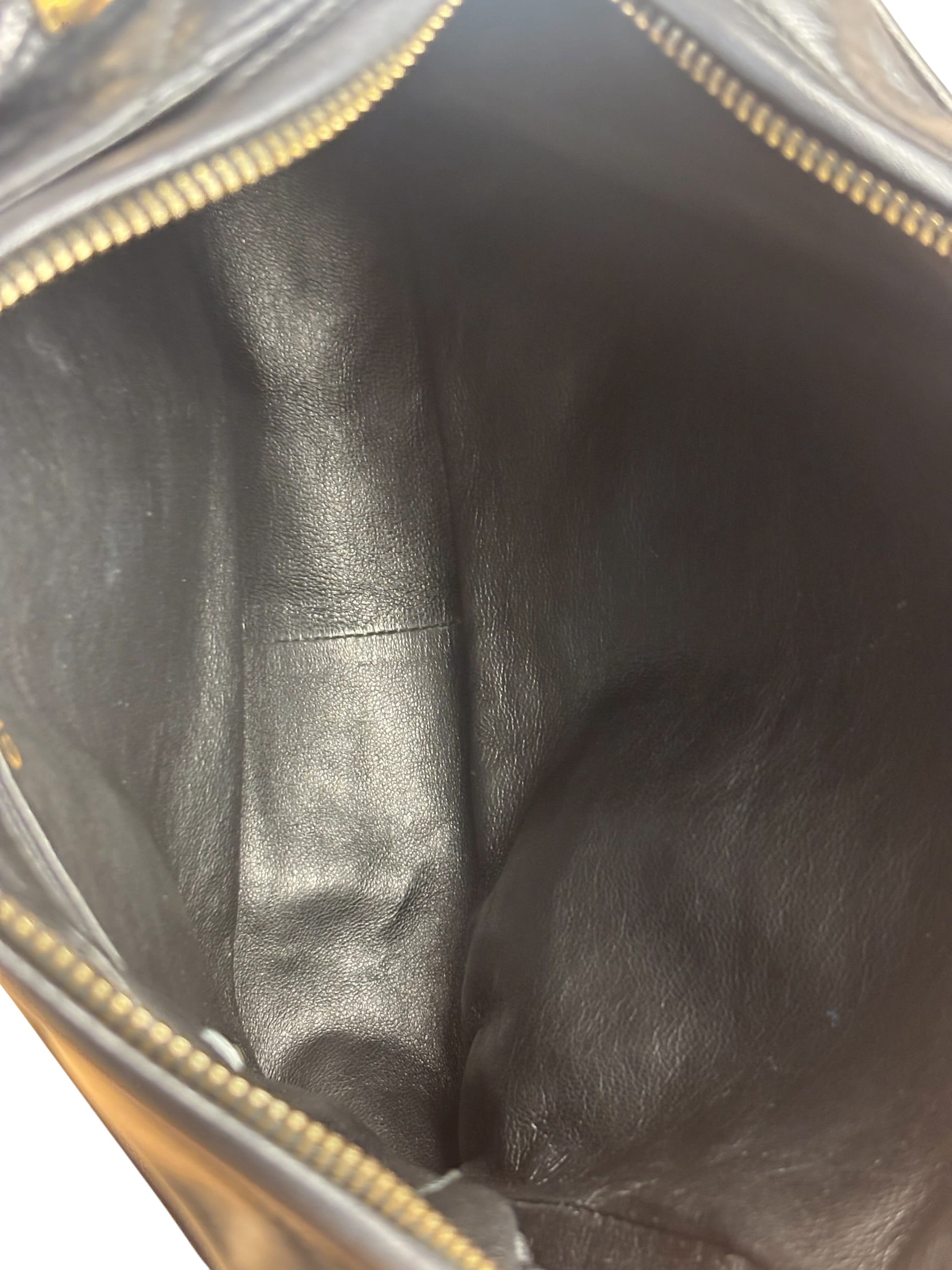 Chanel Vintage Black Quilted Leather Camera Crossbody Bag 1992