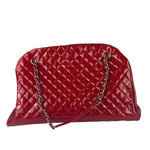 Chanel Red Patent Quilted Leather Large Just Mademoiselle Bowling Bag