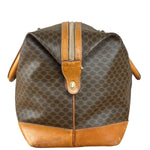 Celine Brown Leather Canvas Macadam Travel Handbag
