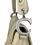 Christian Dior Vintage Beige Leather Stitch Saddlebag