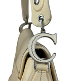 Christian Dior Vintage Beige Leather Stitch Saddlebag