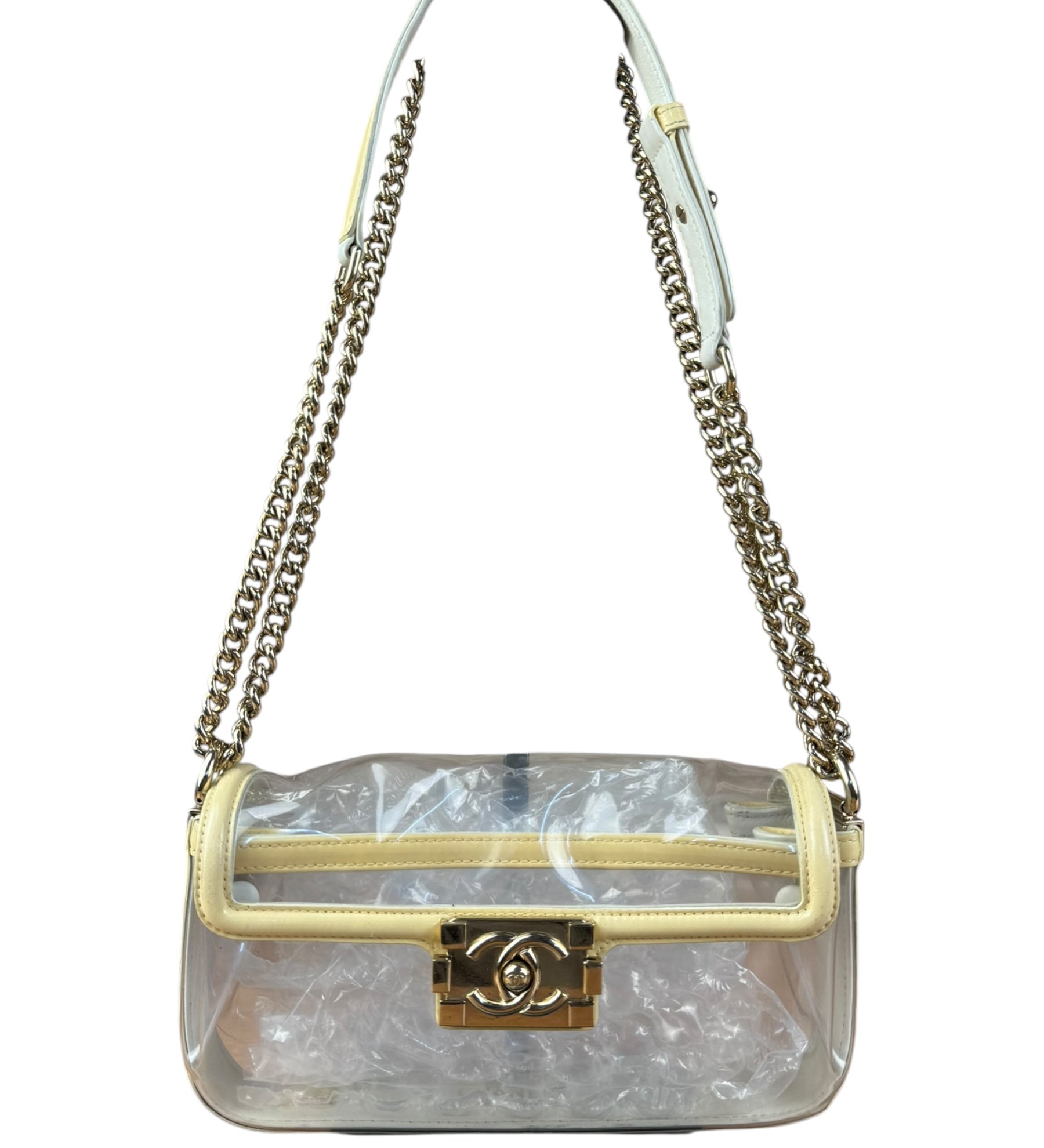 Chanel Yellow Clear PVC Classic Chain Flap Bag 2012
