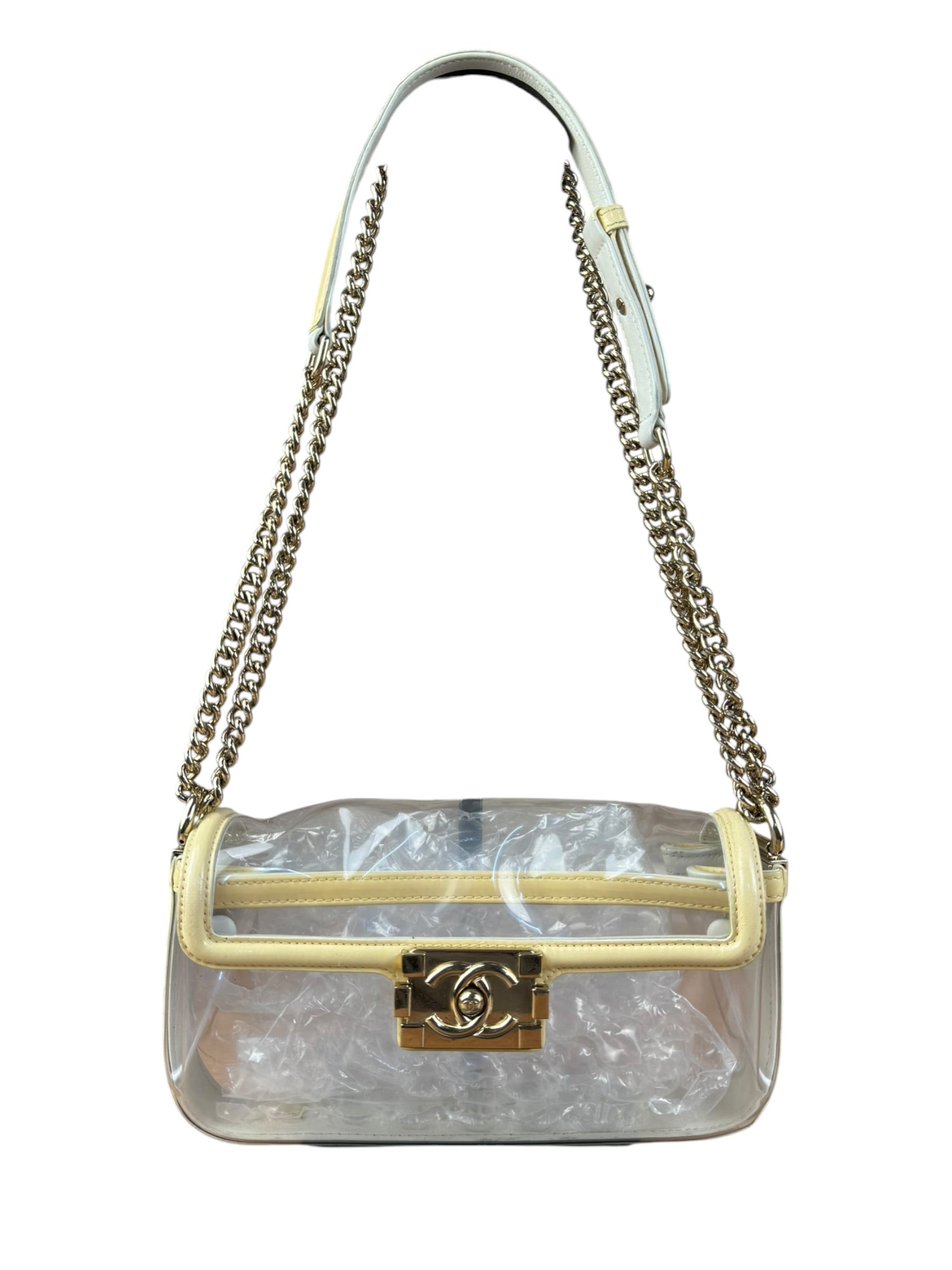 Chanel Yellow Clear PVC Classic Chain Flap Bag 2012