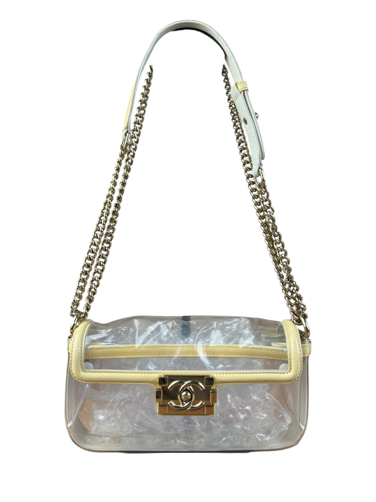 Chanel Yellow Clear PVC Classic Chain Flap Bag 2012