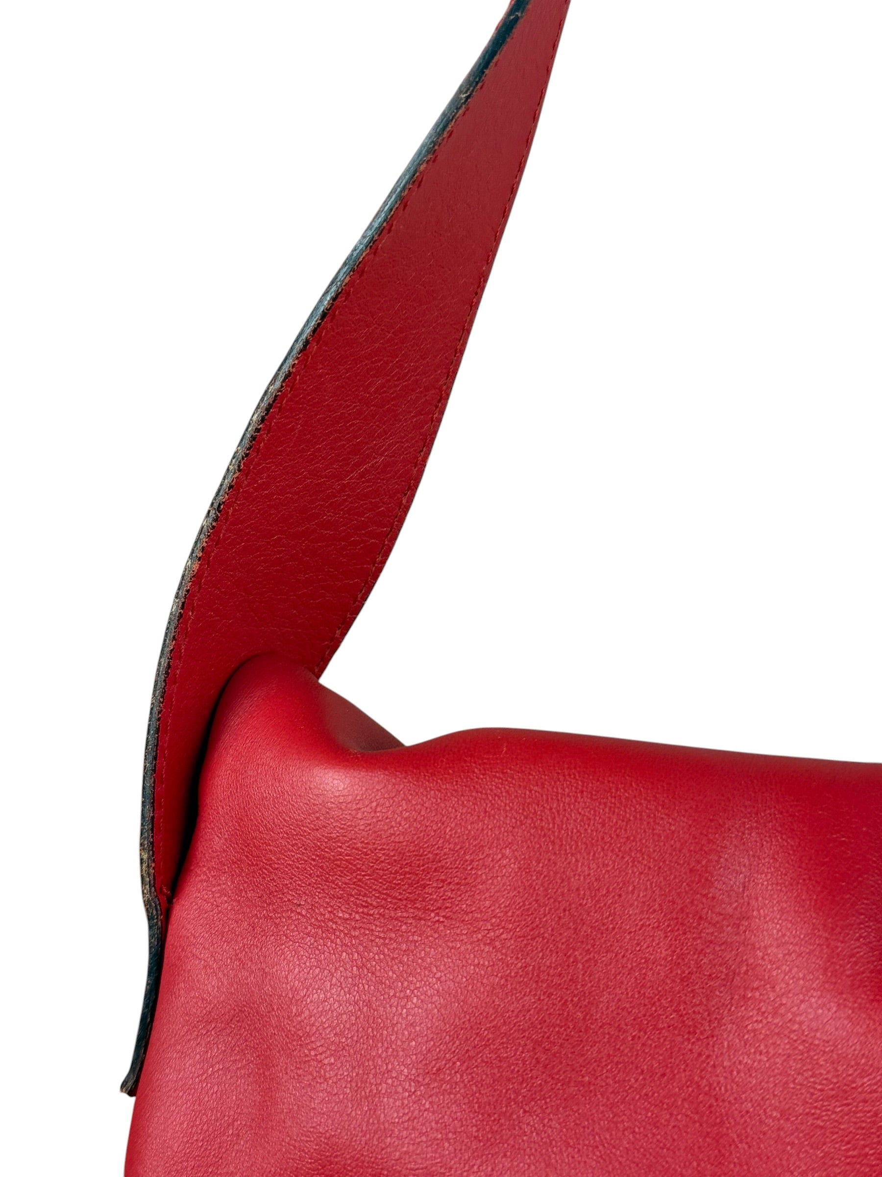 Burberry Red Leather Haymarket Check Shoulder Bag