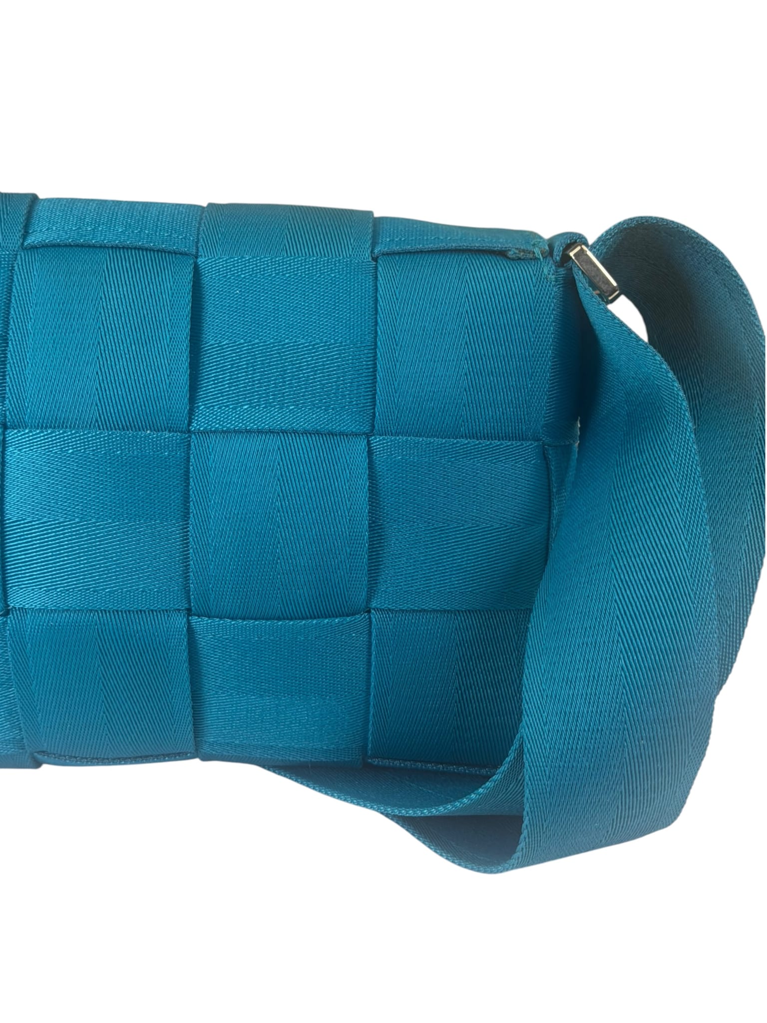 Bottega Veneta Teal Blue Intrecciato Cassette Flap Crossbody Bag