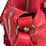 Balenciaga Red Leather Motocross City Two-Way Bag