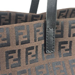 Fendi FF Vintage Brown Zucca Print Zip Shoulder Tote