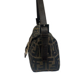 Fendi Brown Leather Trim Baguette