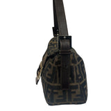 Fendi Brown Leather Trim Baguette
