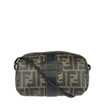 Fendi Black Leather Trim Zucca Small Camera Bag