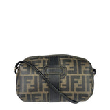 Fendi Black Leather Trim Zucca Small Camera Bag