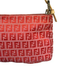 Fendi Pink/Red Zucca Leather Trim Pochette