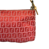 Fendi Pink/Red Zucca Leather Trim Pochette