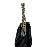 Gucci Black Patent Leather Chain Double G Shoulder Bag