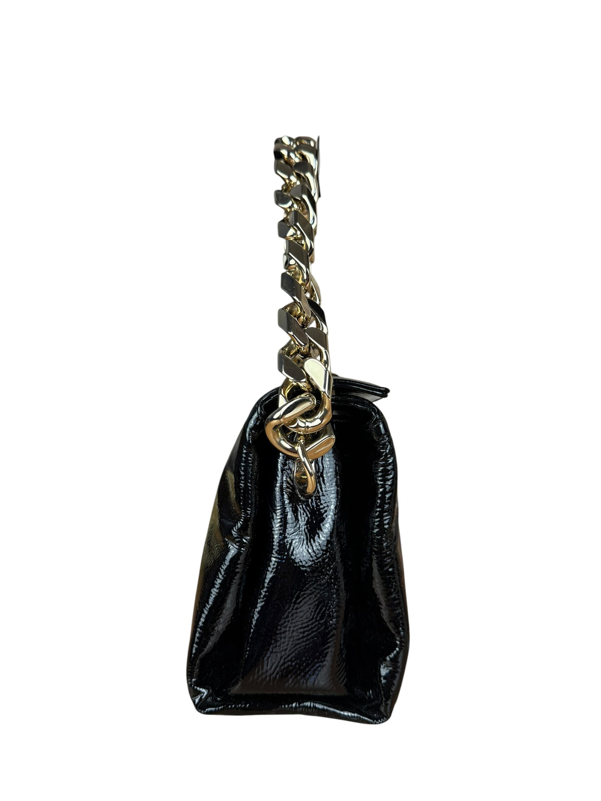 Gucci Black Patent Leather Chain Double G Shoulder Bag