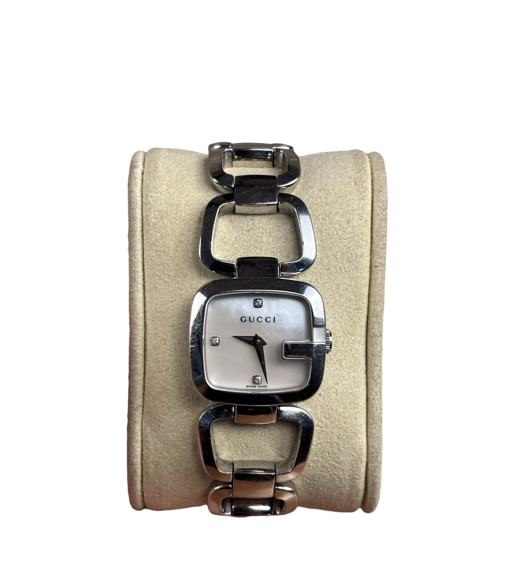 Gucci G Stainless Steel Shiny White Dial Watch